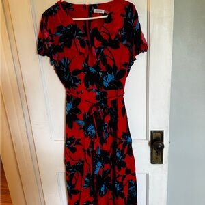 Calvin Klein Red and Black Floral Dress-size 12